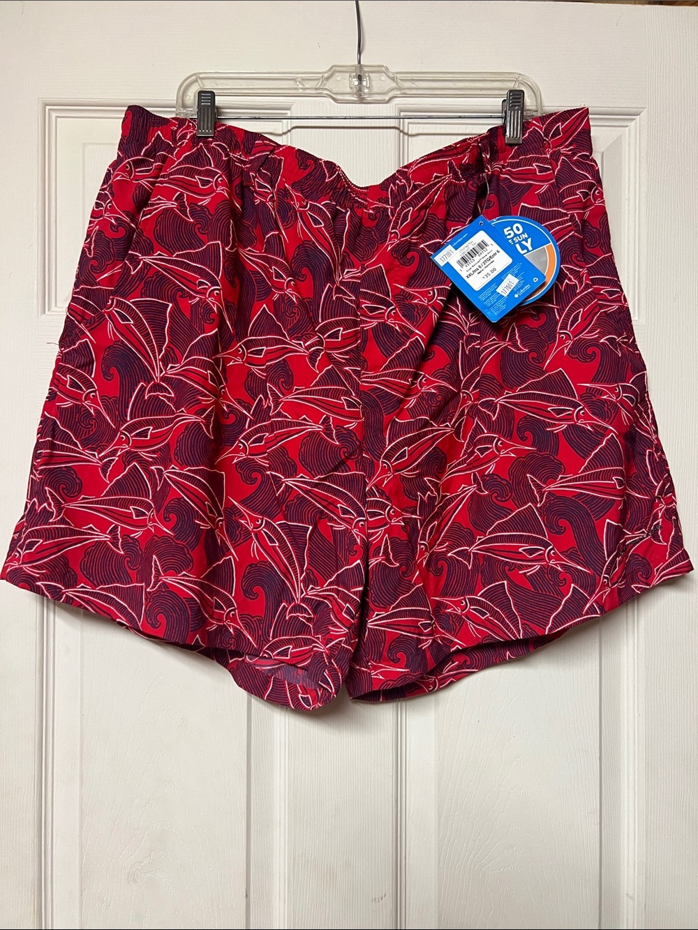 NWT Men's XXL Columbia Red and NavyPFG Performance Swim Shorts